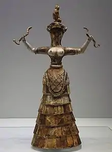 One of the Minoan snake goddess figurines, about 1600 BC