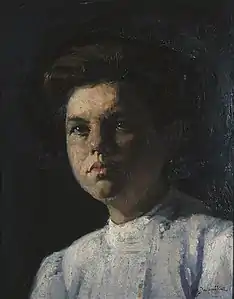 Portrait of daughter with white dress