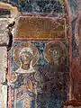 St Nicholas - fresco of St Barbara and St Anastasia and the painted inscription