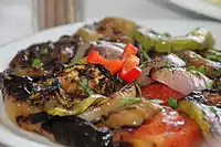 Grilled vegetables at a Greek and Santorinian restaurant