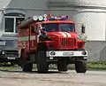 Fire appliance based on Ural-43206 4×4 chassis