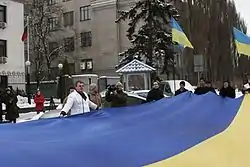 In action at the Russian embassy in Kyiv, 17 January 2009