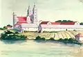 Church and Monastery on a painting by Józef Drozdowicz from 1926