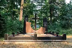 A memorial to 80 civilians killed by Nazi Germany in Koriukivka