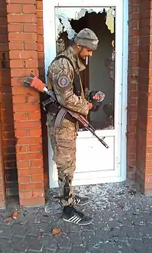 Soldier of a "Volunteer Battalion" militia in 2014 during the war in Donbas