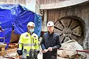 Mayor Sergey Sobyanin (right) visiting the site in 2020