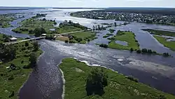 The southern part of Usolye city and the Kama River