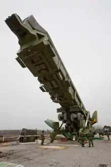 Loading ICBM Topol-M into the launch silo.