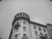 The tower of a skyscraper: a still from the film «Man with a Movie Camera»
