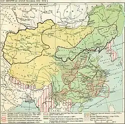 Color=coded map of 19th-century China