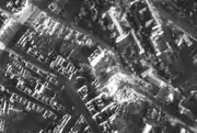 Aerial view of the destroyed skyscraper