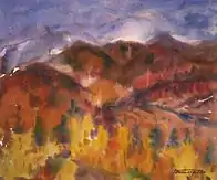 "Autumn, tree, mountains", (43х36, 1980)