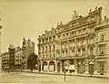 The CGER on place de Brouckère partly visible on the far right, next to the Café Métropole (right), ca. 1870s
