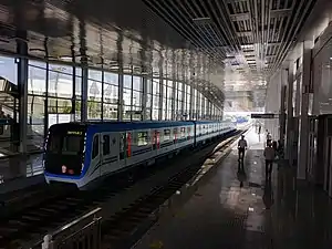 Image 15A new train Moskva at newly opened station Do'stlik-2 (from Tashkent Metro)