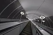 Looking up the escalator shaft