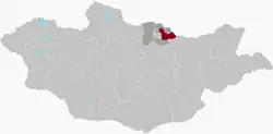 Location of Yeröö in Selenge Province