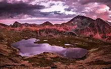 a sunset over Pirin