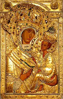 The Theotokos of Tikhvin in the golden riza.