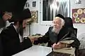 Rabbi Yehoshua Leifer [HE], owner of Oz Vehadar, meeting with Rabbi Yosef Shalom Eliashiv