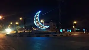 Crescent is colourfully decorated and illuminated during Ramadan in Jordan.
