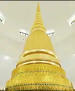 Inside the great stupa, a smaller golden stupa containing the relics of the Buddha