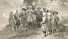 Image 10Meeting of Circassian Princes in the Valley of the Sochi River by Gregory Gagarin (1841). The print depicts several influential Abkhaz noblemen who played an active role in the politics of Abkhazia and in the regional conflicts (from History of Abkhazia)