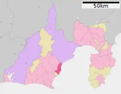 Location of Yaizu in Shizuoka Prefecture