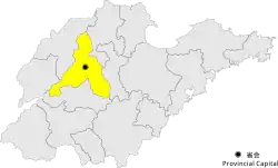 Location of Jinan City within Shandong