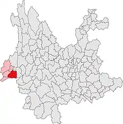 Territory of Mangshi (red) in Yunnan Province