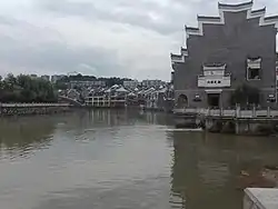 Chen River and the residential on the river bank in Chenzhou City