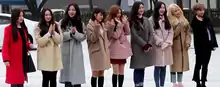 Momoland going to a Music Bank recording session in 2018
