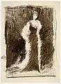 Arrangement in Black, No. 5 (Portrait of Lady Meux), drawing in brown ink by James McNeill Whistler, c. 1881