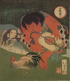 Kintarō Referees a Match between Rooster and Tengu, early 19th century