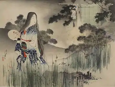 "Lady in Wisteria Kimono", Mizuno Toshikata, c. 1900, Honolulu Museum of Art