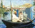 Monet in His Studio Boat by Edouard Manet