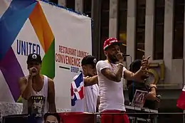 Left to right: Nikolodian, DJ Wuazat, Sensato del Patio and El Tal Mickey at the Dominican Day Parade (2015)