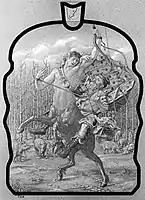 'November Astride the Centaur' drawing for stained glass at Betteshanger House, Kent, 1880s, alluding to Sagittarius and The Faerie Queene