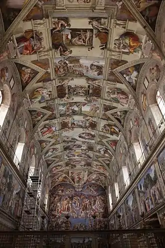 Picture of the Sistine Chapel ceiling, after restoration.