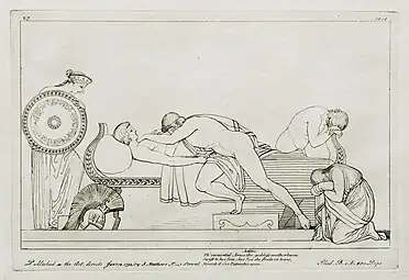 Achilles mourning Patrocles; after John Flaxman; 1795; engraving after a drawing; unknown size; unknown location