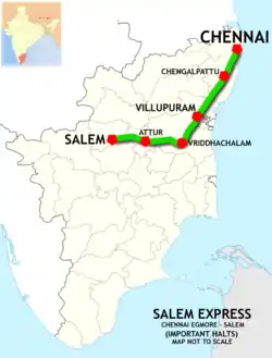 (Chennai - Salem) Express route map