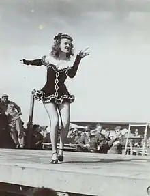 Patty Thomas dancing for troops in 1944 Bob Hope show
