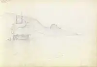 A study of HMS Ganges off Fort Trinidad, Rosas Bay, south-eastern Spain, 9 October 1851; his brother William had been a flag lieutenant on Ganges in the 1840s