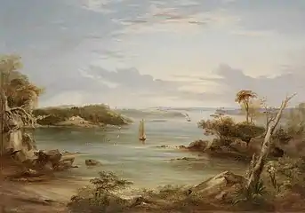 Sydney from (Sandy) Rose Bay, 1840, Conrad Martens