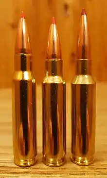 .30 TC (center) compared to .308 Winchester (left) and 6.5mm Creedmoor (right)