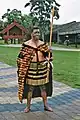 Maori man wearing the korowai.