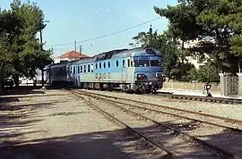 Diakopto station in 1992 (metric gauge line no longer in use).