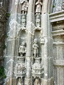 Piédroits on the left side of the entrance to the south porch at Ploudiry