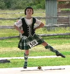 A young Highland dancer demonstrates her Scottish sword dance at the 2005 Bellingham (Washington) Highland Games