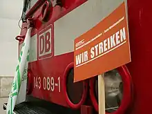 Image 8Strike sign used by the German Train Drivers' Union in the German national rail strike of 2007.