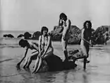 The Olivier sisters bathing at the beach in Cornwall 1914
